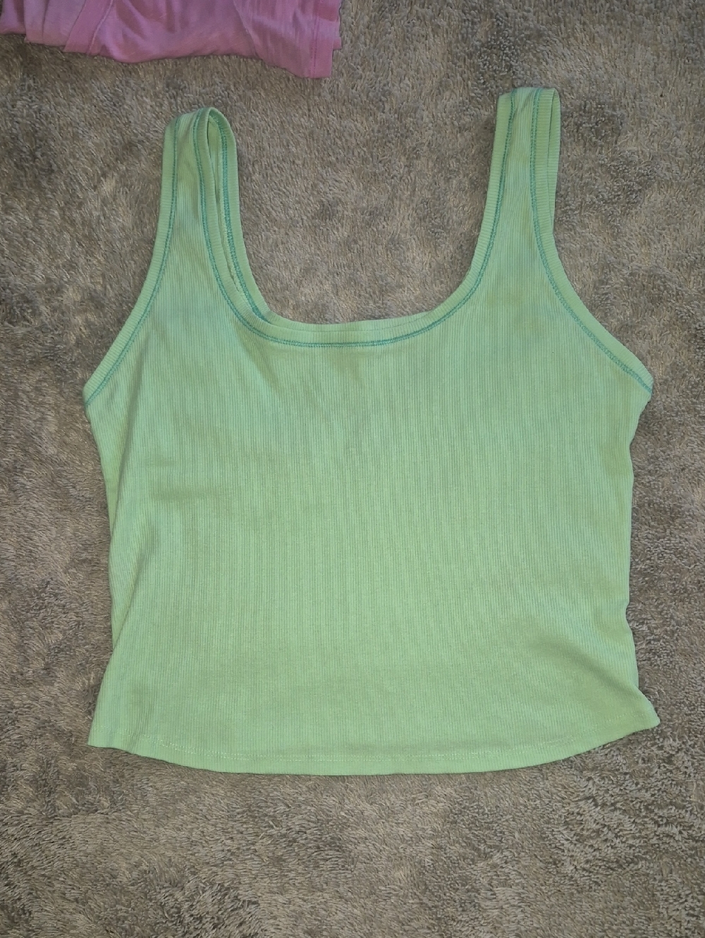 wild fable Light Green Ribbed Scoop Tank Top